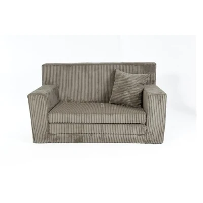 Afbeelding van FORTISLINE kinderbank, uitklapbaar, 83 x 47 43 cm, Oeko Tex, speelbank voor kinderen, 2 in 1, opklapbare bedfunctie, slaapbank van schuim, knuffelig koord, vele patronen (bruin)