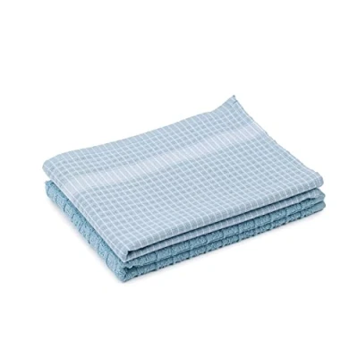 Afbeelding van Amago 100% katoenen Jacquard Theedoeken (2 stuks), 50 x 70 cm Lichtblauw/Wit
