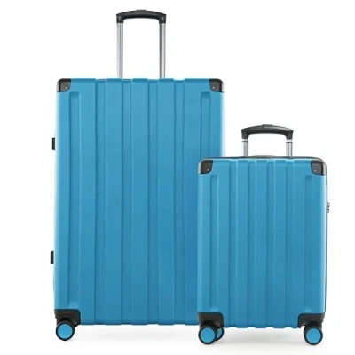 Afbeelding van Hauptstadtkoffer Q Damm hardcase trolley, TSA, 4 wielen, blauw, Koffer Set (S+L), Kofferset