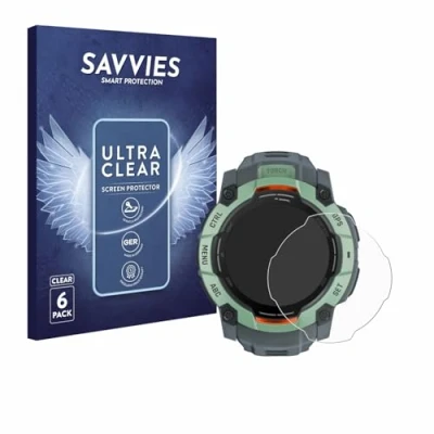 Afbeelding van Savvies (6 Stuks) Schermbeschermer voor Garmin Instinct 3 AMOLED (50 mm) Screen Protector Ultra Transparant