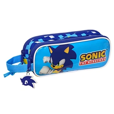 Afbeelding van Pennenetui met 2 vakken Sonic Speed Blauw 21 x 8 6 cm