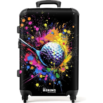 Afbeelding van NoBoringSuitcases.com® Koffer groot Rolkoffer lichtgewicht Golf met graffiti Reiskoffer 4 wielen Grote trolley XL 20 kg bagage