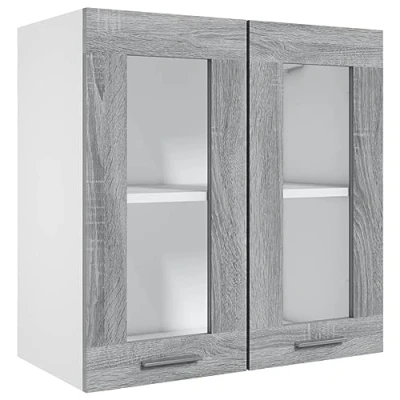 Afbeelding van vidaXL Wandkast hangend 60x31x60 cm bewerkt hout grijs sonoma eiken, hangende kast, keukenkastje, kastje, keukenkast, keukenmeubel, opbergkastje