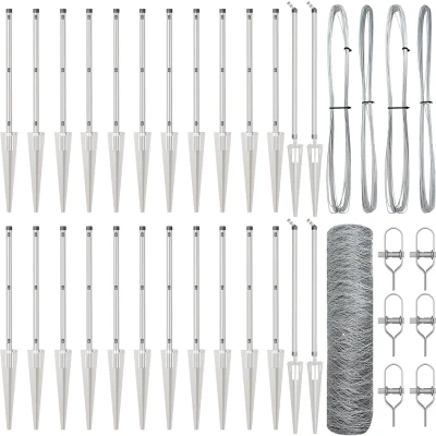 Afbeelding van vidaXL Hexagon Fence 0.5x50 m Gegalvaniseerd Staal, Posts with Spike 13 pcs Ø32 mm 80 cm Staal