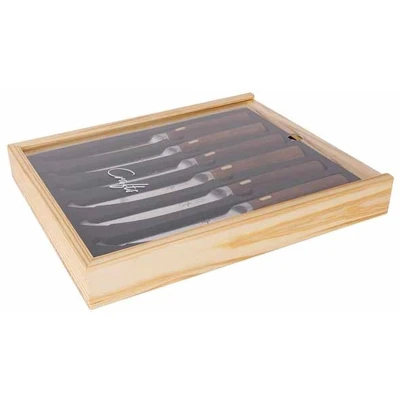Afbeelding van Couteaux &amp; Co Steakmes set 6 stuks 12cm Walnoten Handvat Vuurbak