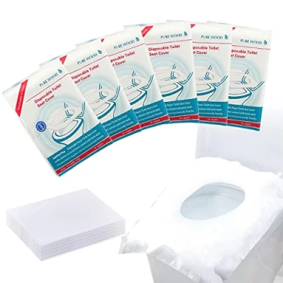 Afbeelding van Romon 60 stuks toilethoezen, wegwerp, afwasbaar, draagbaar, toiletbril, stoelbekleding voor hotel, outdoor, reizen