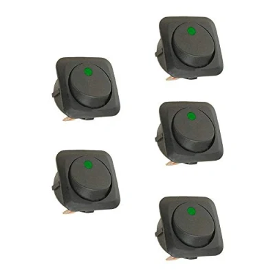 Afbeelding van Mintice 5 Stuks 25mm 12V 25A 3Pin Tuimelschakelaar Groen Licht Schakelaar AAN/UIT Wipschakelaar Autoschakelaar Drukschakelaar Drukknop Auto Vrachtwagen Boot Dashboard