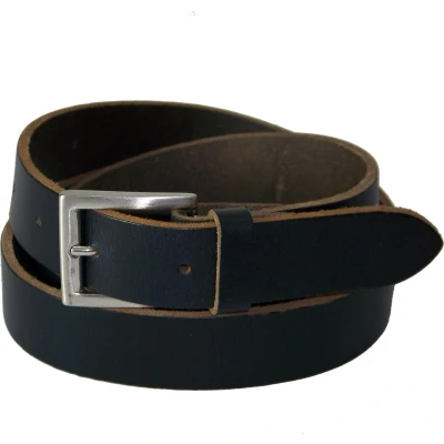 Afbeelding van 100% Leren Riem, 3 cm. Breed, maat 115 Totale lengte 130cm, Donkerblauw.