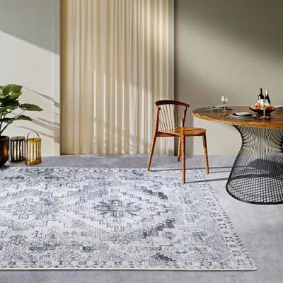 Afbeelding van Villeroy &amp; Boch Esther Tapijt voor binnen en buiten, Oosters, plat weefsel, klassiek design, vintage, Öko Tex weerbestendig uv bestendig, balkon, terras, tuin, crèmegrijs, 160 x 235 cm