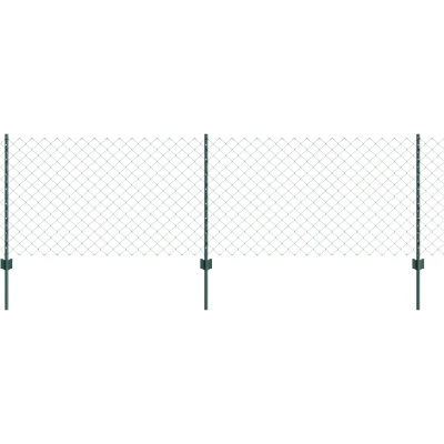 Afbeelding van vidaXL hek van kettinglink met 10 U posts groen 0.8x10 m staal
