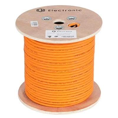 Afbeelding van LW Electronic Installatiekabel Cat7A kabel, netwerkkabel 100 m Gigabit halogeenvrij POE BauPVO afscherming S/FTP PIMF 1200 MHz 4x2xAWG23 LSZH bekabeling LAN datakabel, oranje, onbewerkte kabel