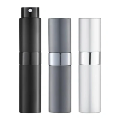Afbeelding van Toureal 8ML lege parfumfles (3 stuks), mini verstuiver voor reizen, (zwart, diepgrijs, zilver)
