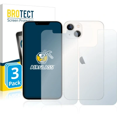 Afbeelding van BROTECT Screenprotector voor Apple iPhone 13 (Voor+Achter) Folie Beschermfolie Beschermglas transparant (3 Stuks)