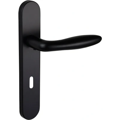 Afbeelding van Lavuzo deurkruk Pratona Zwart met afgerond schild SL72 Per set