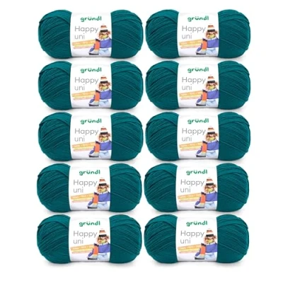 Afbeelding van Gründl Happy uni (brei en haakgaren met wolachtig karakter van 100% polyacryl, anti pilling, 100 g / 250 m, naalddikte: 4 5, 10 x g), petrol