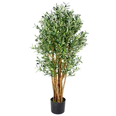 Afbeelding van Leaf Design UK Kunstmatige Olijfboom in Zwarte Plastic Pot, 125cm