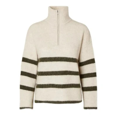 Afbeelding van Selected Femme Slfmaline LS HALF ZIP NOOS Trui birch, Dames, Maat: 34, Birch