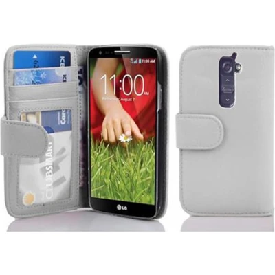 Afbeelding van Cadorabo Hoesje geschikt voor LG G2 in MAGNESIUM WIT Beschermhoes met magnetische sluiting en 3 kaartsleuven Book Case Cover Etui