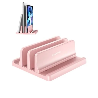 Afbeelding van VAYDEER Verticale laptopstandaard, verstelbaar en ruimtebesparend, 4 in 1 laptopstandaard met 2 sleuven voor MacBook, notebook, iPad, laptops tot 17,3 inch