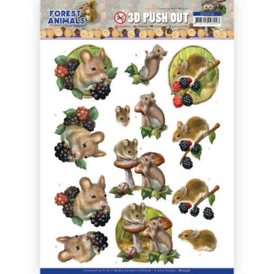 Afbeelding van Mouse Forest Animals 3D Push Out Sheet