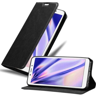 Afbeelding van Cadorabo Hoesje geschikt voor Xiaomi RedMi 6A in ZWARTE NACHT Beschermhoes met magnetische sluiting, standfunctie en kaartvakje Book Case Cover Etui