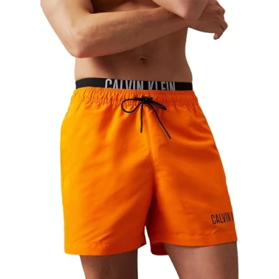 Afbeelding van Calvin Klein Swimwear Medium Double Zwemshorts, Heren, Maat: Small, Deep saffron