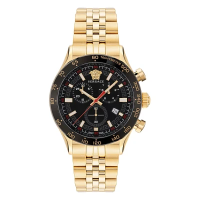 Afbeelding van Versace Watches Hellenyium Chronograaf goldcoloured/black, Heren, Maat: One Size, Gold coloured/black