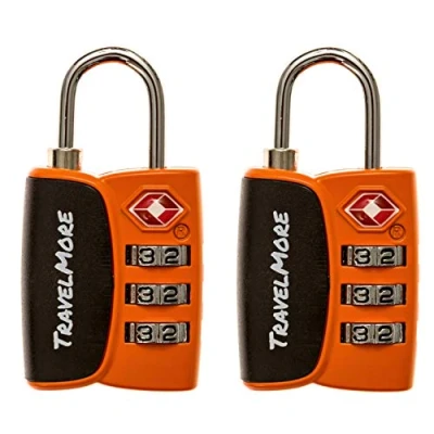Afbeelding van TSA Goedgekeurd 3 cijferig Kofferslot met Waarschuwingsindicator voor Reiskoffer en Bagage Combinatieslot Reisslot Slot 2 Stuks Oranje