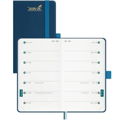 Afbeelding van BEZEND 18 maands Zakagenda 2025 2026 Klein (25 Juli Dec 26), Kalender 25/26 Weekplanner A6 1 Week 2 Pagina&#039;s met Kolommen, Afsprakenplanner Hardcover, Pruisisch blauw