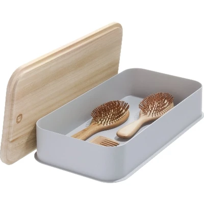 Afbeelding van Opbergbox iDesign Medium Met Deksel Grijs (43 x 21 cm)