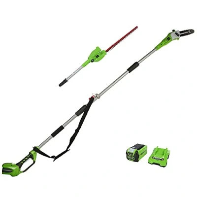 Afbeelding van Greenworks 40V 2 in 1 Heggentrimmer Inclusief Batterij en Oplader 2,4 m Snoerloos 7 Standen Groot Bereik Tuinmachines Kwalitatief