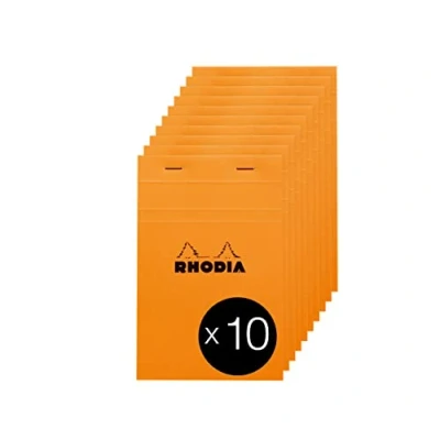 Afbeelding van RHODIA 14200C notitieblok nr. 14, 11 x 17 cm, kleine ruitjes, 80 g/m², wit papier, gecoat, 10 stuks