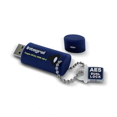 Afbeelding van Integral 64 GB Crypto 140 2 dubbel wachtwoord 256 bits hardware gecodeerde 3.0 USB Secure Flash Memory Drive gecertificeerd volgens FIPS 197, brute force wachtwoordbeveiliging en robuust drielaags