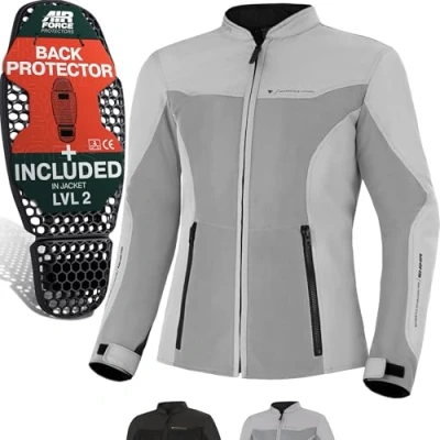 Afbeelding van SHIMA OPENAIR Lady Motorjas voor dames, licht, ademend, zomer, mesh, motorfiets, stad, textieljas mannen, met CE schouder , ellebogen en rugbeschermers, in breedte verstelbaar (grijs, L)