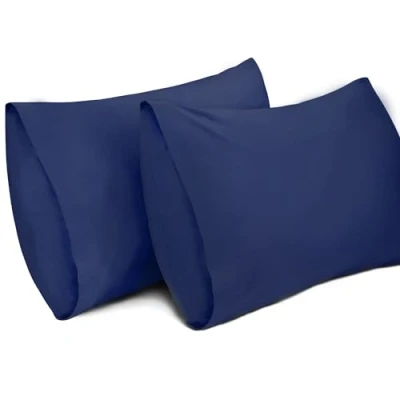Afbeelding van Lirex 2 Pack Kussenslopen, 100% Katoen 400 Draad Ademende Kussensloop Pillow Cover, 40 x 70 cm, Donkerblauw