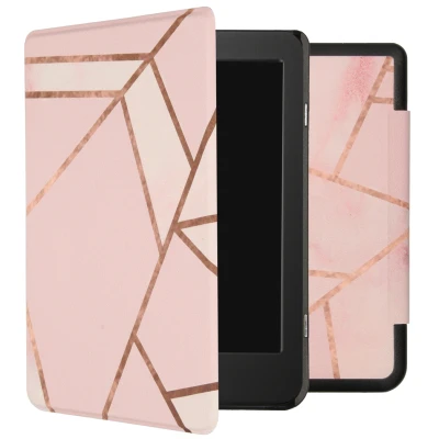 Afbeelding van Tolino Page 2 Hoes: iMoshion Design Slim Hard Case Bookcase Pink Graphic Kunstleder E Reader Hoezen