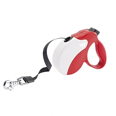Afbeelding van Ferplast Uitschuifbare hondenriem AMIGO SMALL, riem voor kleine honden tot 15 kg, max. band 5 m. Enkele vergrendel en ontgrendelingsknop, rood, wit deksel