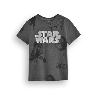 Afbeelding van Star Wars jongens T shirt Donkergrijs met korte mouwen en grafische voor kinderen Sci fi film karakter Merchandise cadeau