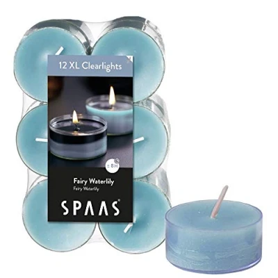 Afbeelding van SPAAS 12 Maxi Clearlights Geur, theelichten in transparante cup, ± 8 uur Fairy Waterlily