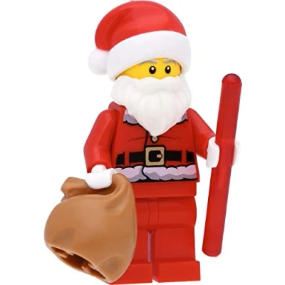 Afbeelding van LEGO minifiguur Santa Claus (bedrukte rug) / Kerstman met accessoires