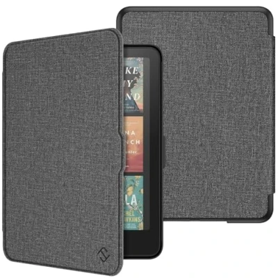 Afbeelding van FINTIE beschermhoes voor Kindle Paperwhite 2024 (12e generatie) en Colorsoft Signature Edition (1e generatie), dunne lichte met Auto Wake/Sleep (grijs)