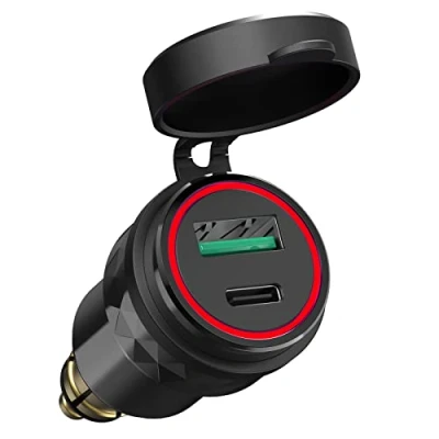 Afbeelding van USB DIN Plug Oplader voor Motorfiets BMW: Qidoe Hella naar C PD3.0 &amp; QC3.0 Socket Lader Adapter Waterdichte BWM Ducati boot
