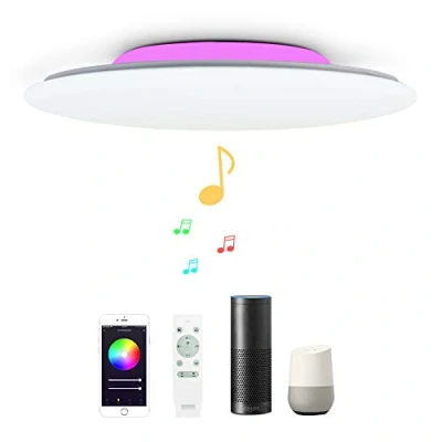 Afbeelding van 36 W Φ40 cm, led plafondlamp, compatibel met Amazon Alexa Google Assistant, wifi, intelligent, muziek, luidspreker, bluetooth, afstandsbediening, voor slaapkamer, woonkamer, verstelbaar, dimbaar,