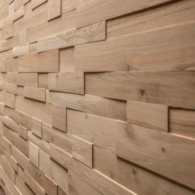 Afbeelding van Wandbekleding van eiken, 3D wandpanelen, houten wanddesign, model OZO Rustic (1 m2)