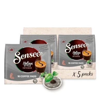 Afbeelding van Senseo® Pads type Italiaanse stijl koffie met donkere roostering RA gecertificeerd 5 verpakkingen x 16 koffiepads