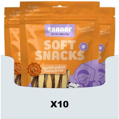 Afbeelding van 10x Braaaf Twisted Sandwich Kip Vis 85 gr