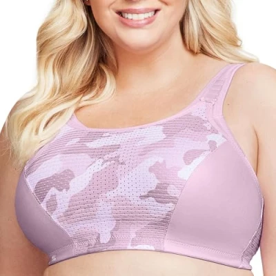 Afbeelding van Glamorise Double Layer Custom Control Sport BH voor dames, Roze Camo Print, 80D