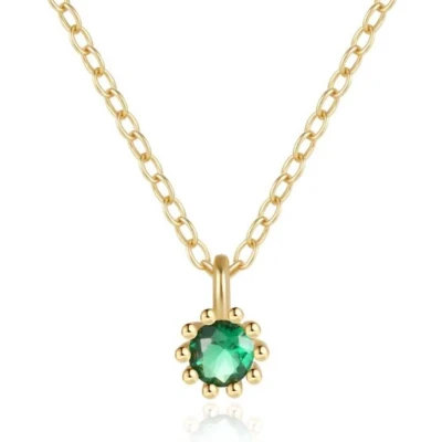 Afbeelding van Elenza Goudkleurige Ketting met Groene Zirkonia in 925 Sterling Zilver