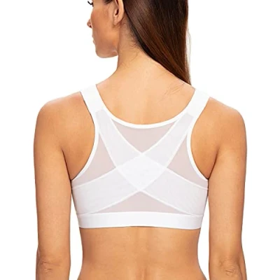 Afbeelding van MELENECA Vrouwen Volledige Dekking Front Bevestiging Draadloze Comfort Niet Gewatteerde Houding BH Wit 85B