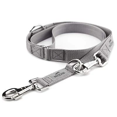 Afbeelding van BedDog® hondenriem WILLY, verstelbaar in 3 lengtes, dubbele riem, hondenlijn, looplijn, middelgrote en grote honden, totale lengte 2m grijs